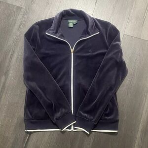 Lauren Ralph Lauren Womens Velour Jacket Size Medium Blue Purple velvet LRL